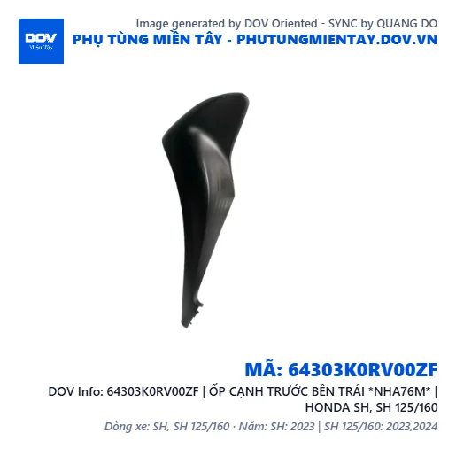 64303K0RV00ZF | ỐP CẠNH TRƯỚC BÊN TRÁI *NHA76M* | HONDA SH, SH 125/160 — 64303K0RV00ZF
