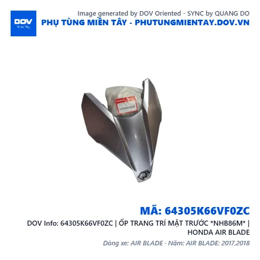 64305K66VF0ZC | ỐP TRANG TRÍ MẶT TRƯỚC *NHB86M* | HONDA AIR BLADE — 64305K66VF0ZC