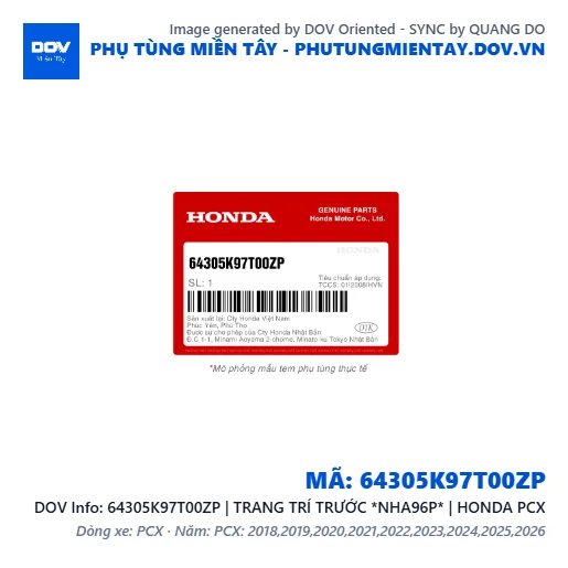 64305K97T00ZP | TRANG TRÍ TRƯỚC *NHA96P* | HONDA PCX — 64305K97T00ZP