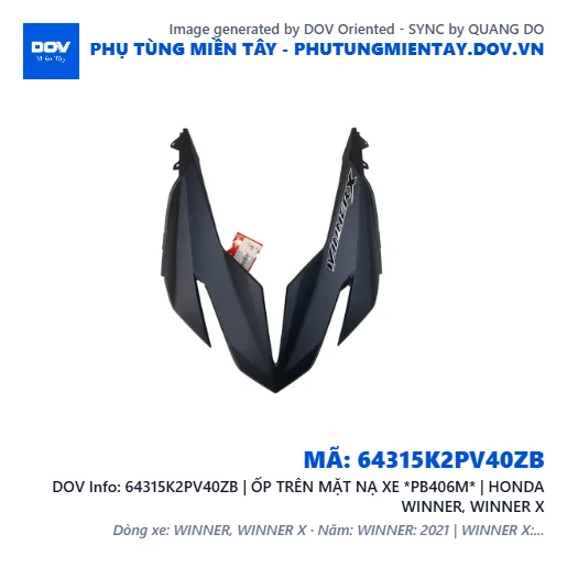 64315K2PV40ZB | ỐP TRÊN MẶT NẠ XE *PB406M* | HONDA WINNER, WINNER X — 64315K2PV40ZB