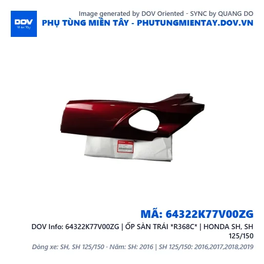64322K77V00ZG | ỐP SÀN TRÁI *R368C* | HONDA SH, SH 125/150 — 64322K77V00ZG