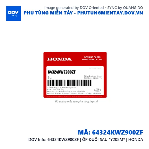 64324KWZ900ZF | ỐP ĐUÔI SAU *Y208M* | HONDA — 64324KWZ900ZF
