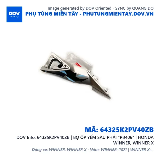 64325K2PV40ZB | BỘ ỐP YẾM SAU PHẢI *PB406* | HONDA WINNER, WINNER X — 64325K2PV40ZB