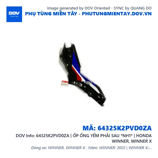 64325K2PVD0ZA | ỐP ỐNG YẾM PHẢI SAU *NH1* | HONDA WINNER, WINNER X — 64325K2PVD0ZA
