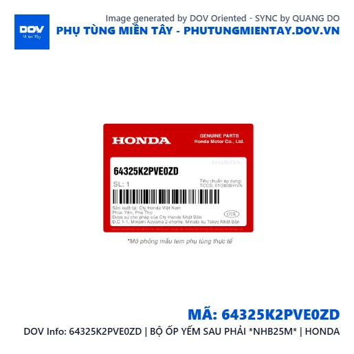 64325K2PVE0ZD | BỘ ỐP YẾM SAU PHẢI *NHB25M* | HONDA  — 64325K2PVE0ZD