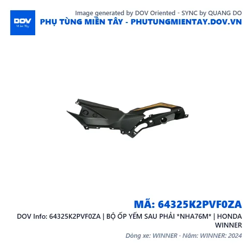 64325K2PVF0ZA | BỘ ỐP YẾM SAU PHẢI *NHA76M* | HONDA WINNER — 64325K2PVF0ZA