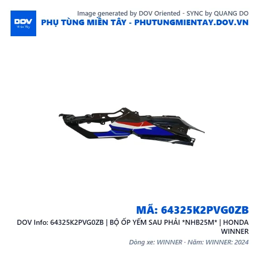 64325K2PVG0ZB | BỘ ỐP YẾM SAU PHẢI *NHB25M* | HONDA WINNER — 64325K2PVG0ZB