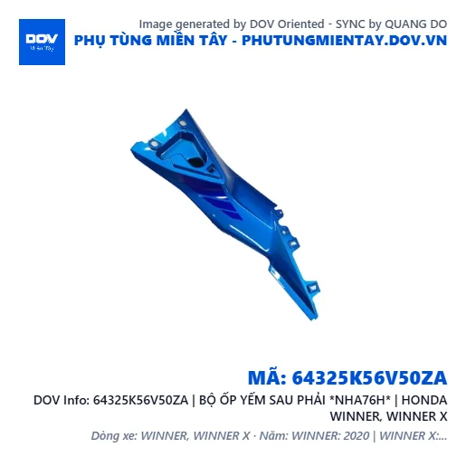 64325K56V50ZA | BỘ ỐP YẾM SAU PHẢI *NHA76H* | HONDA WINNER, WINNER X — 64325K56V50ZA