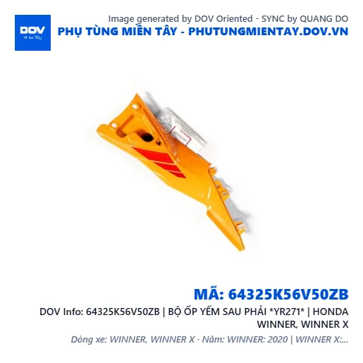 64325K56V50ZB | BỘ ỐP YẾM SAU PHẢI *YR271* | HONDA WINNER, WINNER X — 64325K56V50ZB