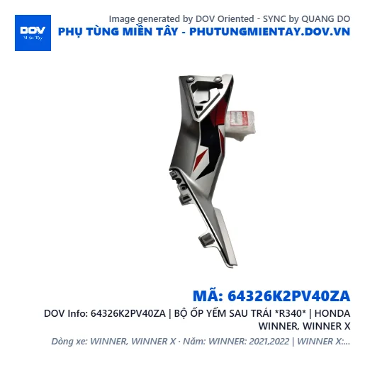 64326K2PV40ZA | BỘ ỐP YẾM SAU TRÁI *R340* | HONDA WINNER, WINNER X — 64326K2PV40ZA