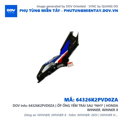 64326K2PVD0ZA | ỐP ỐNG YẾM TRÁI SAU *NH1* | HONDA WINNER, WINNER X — 64326K2PVD0ZA