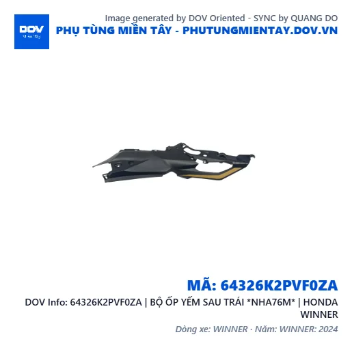 64326K2PVF0ZA | BỘ ỐP YẾM SAU TRÁI *NHA76M* | HONDA WINNER — 64326K2PVF0ZA