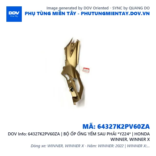 64327K2PV60ZA | BỘ ỐP ỐNG YẾM SAU PHẢI *Y224* | HONDA WINNER, WINNER X — 64327K2PV60ZA