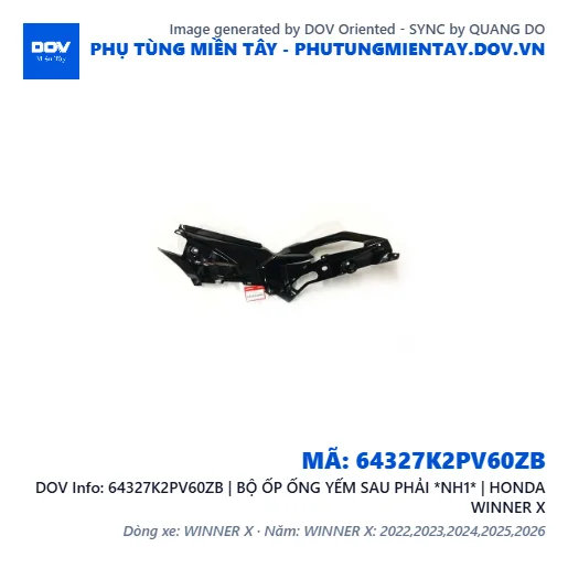 64327K2PV60ZB | BỘ ỐP ỐNG YẾM SAU PHẢI *NH1* | HONDA WINNER X — 64327K2PV60ZB