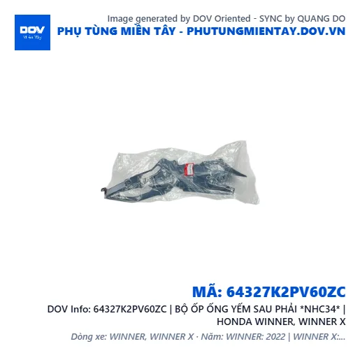 64327K2PV60ZC | BỘ ỐP ỐNG YẾM SAU PHẢI *NHC34* | HONDA WINNER, WINNER X — 64327K2PV60ZC