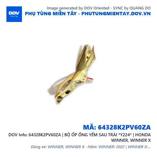 64328K2PV60ZA | BỘ ỐP ỐNG YẾM SAU TRÁI *Y224* | HONDA WINNER, WINNER X — 64328K2PV60ZA