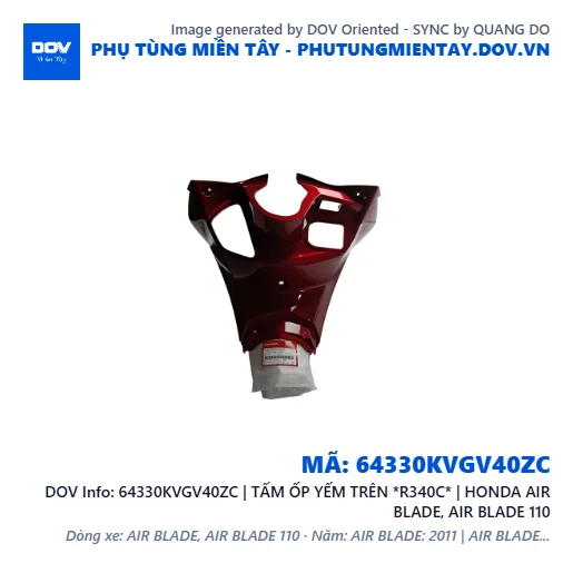 64330KVGV40ZC | TẤM ỐP YẾM TRÊN *R340C* | HONDA AIR BLADE, AIR BLADE 110 — 64330KVGV40ZC