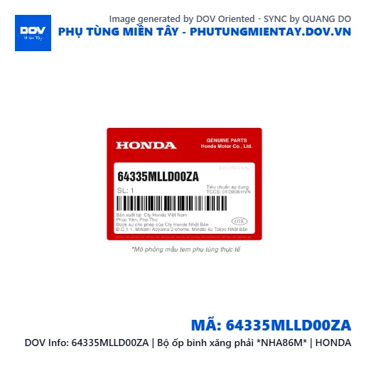 64335MLLD00ZA | Bộ ốp bình xăng phải *NHA86M* | HONDA  — 64335MLLD00ZA