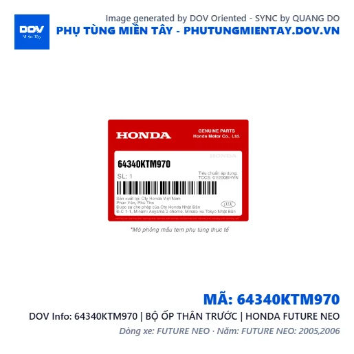 64340KTM970 | BỘ ỐP THÂN TRƯỚC | HONDA FUTURE NEO — 64340KTM970