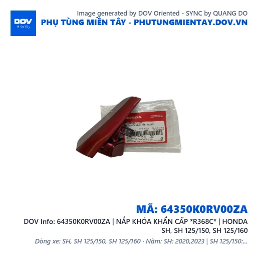 64350K0RV00ZA | NẮP KHÓA KHẨN CẤP *R368C* | HONDA SH, SH 125/150, SH 125/160 — 64350K0RV00ZA