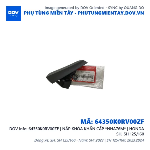64350K0RV00ZF | NẮP KHÓA KHẨN CẤP *NHA76M* | HONDA SH, SH 125/160 — 64350K0RV00ZF