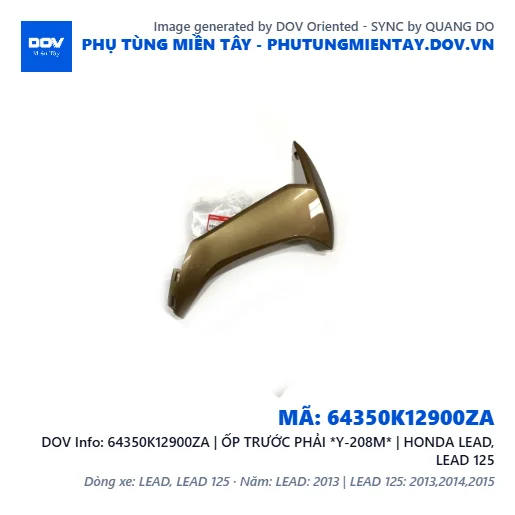 64350K12900ZA | ỐP TRƯỚC PHẢI *Y-208M* | HONDA LEAD, LEAD 125 — 64350K12900ZA