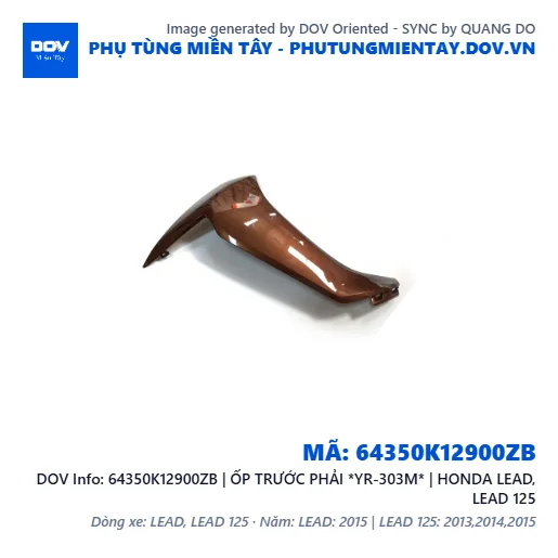 64350K12900ZB | ỐP TRƯỚC PHẢI *YR-303M* | HONDA LEAD, LEAD 125 — 64350K12900ZB