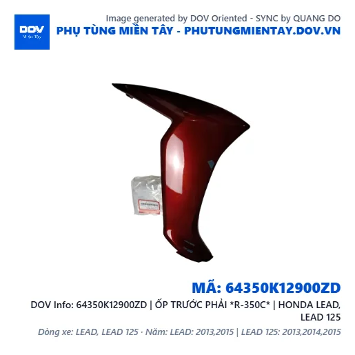 64350K12900ZD | ỐP TRƯỚC PHẢI *R-350C* | HONDA LEAD, LEAD 125 — 64350K12900ZD