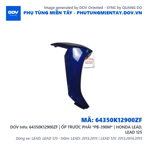 64350K12900ZF | ỐP TRƯỚC PHẢI *PB-390M* | HONDA LEAD, LEAD 125 — 64350K12900ZF