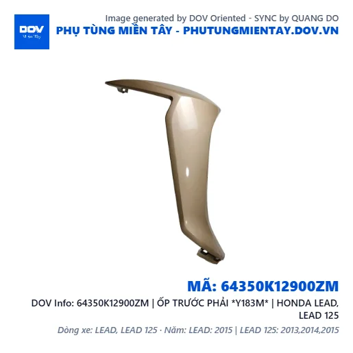 64350K12900ZM | ỐP TRƯỚC PHẢI *Y183M* | HONDA LEAD, LEAD 125 — 64350K12900ZM