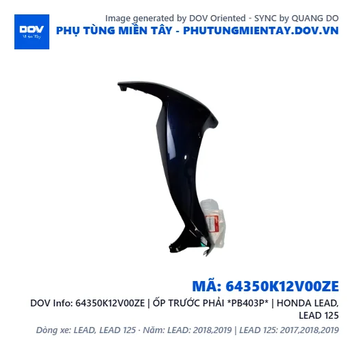 64350K12V00ZE | ỐP TRƯỚC PHẢI *PB403P* | HONDA LEAD, LEAD 125 — 64350K12V00ZE