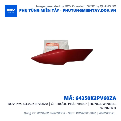 64350K2PV60ZA | ỐP TRƯỚC PHẢI *R406* | HONDA WINNER, WINNER X — 64350K2PV60ZA