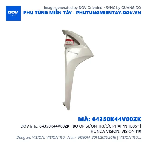 64350K44V00ZK | BỘ ỐP SƯỜN TRƯỚC PHẢI *NHB35* | HONDA VISION, VISION 110 — 64350K44V00ZK