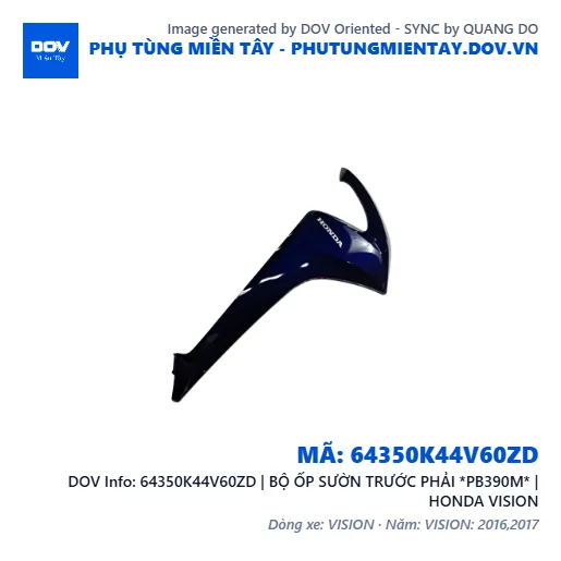 64350K44V60ZD | BỘ ỐP SƯỜN TRƯỚC PHẢI *PB390M* | HONDA VISION — 64350K44V60ZD