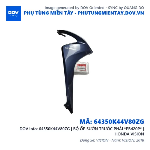 64350K44V80ZG | BỘ ỐP SƯỜN TRƯỚC PHẢI *PB420P* | HONDA VISION — 64350K44V80ZG