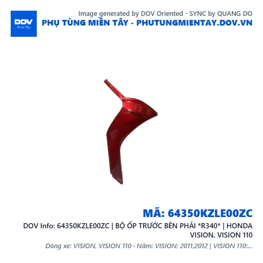 64350KZLE00ZC | BỘ ỐP TRƯỚC BÊN PHẢI *R340* | HONDA VISION, VISION 110 — 64350KZLE00ZC