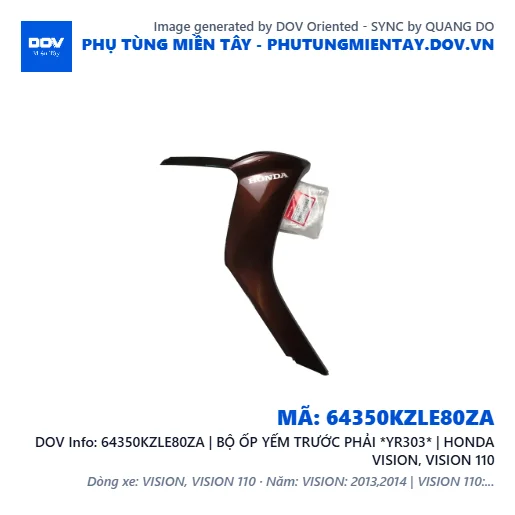 64350KZLE80ZA | BỘ ỐP YẾM TRƯỚC PHẢI *YR303* | HONDA VISION, VISION 110 — 64350KZLE80ZA