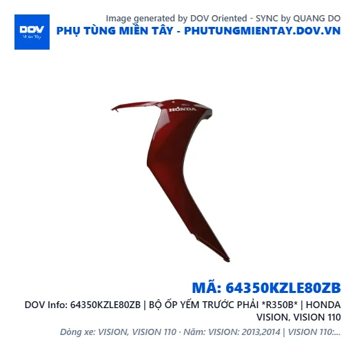 64350KZLE80ZB | BỘ ỐP YẾM TRƯỚC PHẢI *R350B* | HONDA VISION, VISION 110 — 64350KZLE80ZB