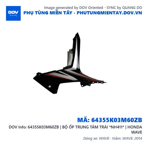 64355K03M60ZB | BỘ ỐP TRUNG TÂM TRÁI *NH411* | HONDA WAVE — 64355K03M60ZB