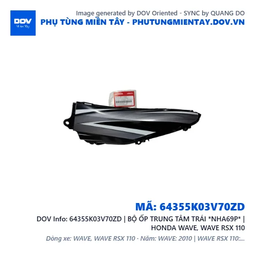 64355K03V70ZD | BỘ ỐP TRUNG TÂM TRÁI *NHA69P* | HONDA WAVE, WAVE RSX 110 — 64355K03V70ZD