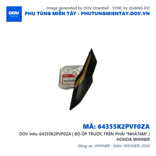 64355K2PVF0ZA | BỘ ỐP TRƯỚC TRÊN PHẢI *NHA76M* | HONDA WINNER — 64355K2PVF0ZA