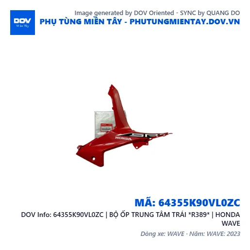 64355K90VL0ZC | BỘ ỐP TRUNG TÂM TRÁI *R389* | HONDA WAVE — 64355K90VL0ZC