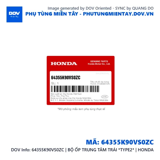 64355K90VS0ZC | BỘ ỐP TRUNG TÂM TRÁI *TYPE2* | HONDA  — 64355K90VS0ZC