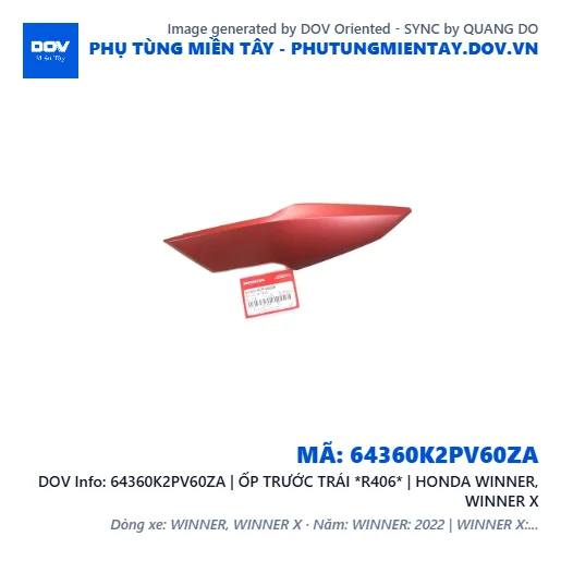 64360K2PV60ZA | ỐP TRƯỚC TRÁI *R406* | HONDA WINNER, WINNER X — 64360K2PV60ZA