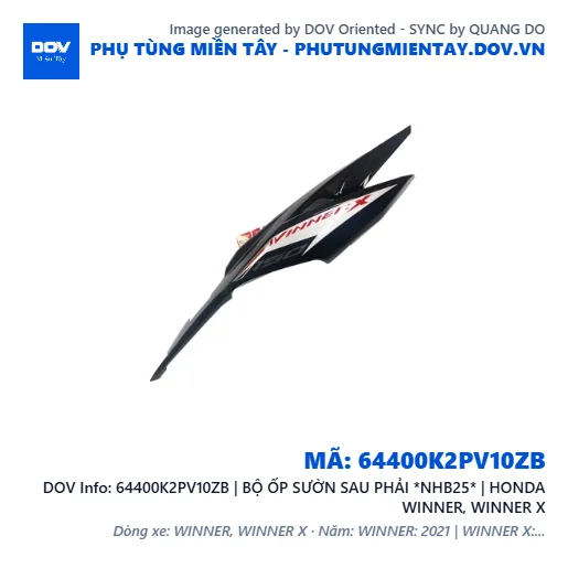 64400K2PV10ZB | BỘ ỐP SƯỜN SAU PHẢI *NHB25* | HONDA WINNER, WINNER X — 64400K2PV10ZB