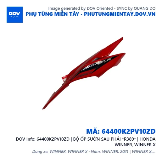 64400K2PV10ZD | BỘ ỐP SƯỜN SAU PHẢI *R389* | HONDA WINNER, WINNER X — 64400K2PV10ZD