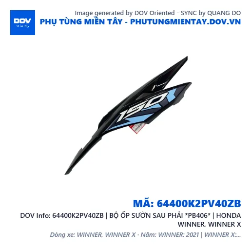 64400K2PV40ZB | BỘ ỐP SƯỜN SAU PHẢI *PB406* | HONDA WINNER, WINNER X — 64400K2PV40ZB
