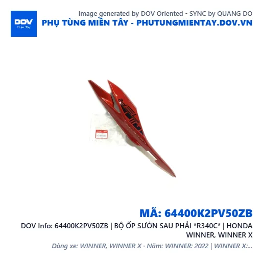 64400K2PV50ZB | BỘ ỐP SƯỜN SAU PHẢI *R340C* | HONDA WINNER, WINNER X — 64400K2PV50ZB