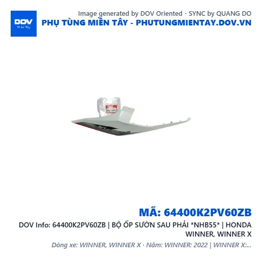 64400K2PV60ZB | BỘ ỐP SƯỜN SAU PHẢI *NHB55* | HONDA WINNER, WINNER X — 64400K2PV60ZB