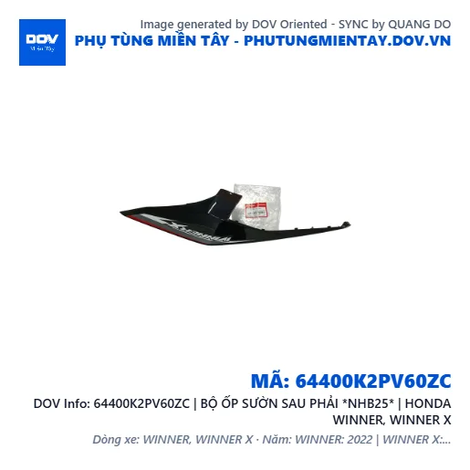 64400K2PV60ZC | BỘ ỐP SƯỜN SAU PHẢI *NHB25* | HONDA WINNER, WINNER X — 64400K2PV60ZC